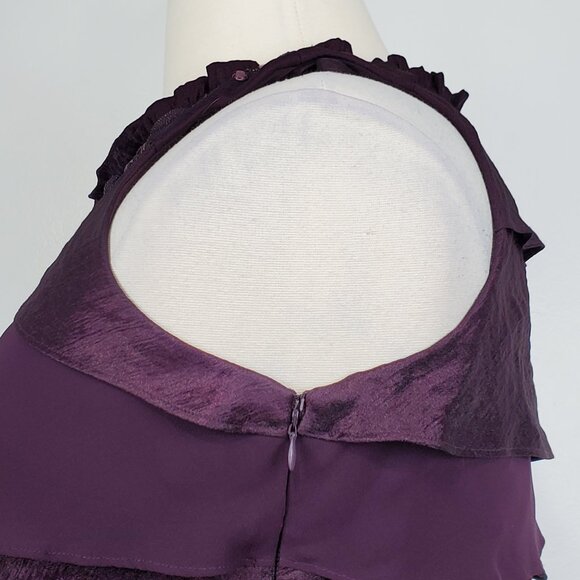 S.L. Fashions Embellished Tiered Layered Sheath Purple Cocktail Dress Size 14 - Picture 8 of 16